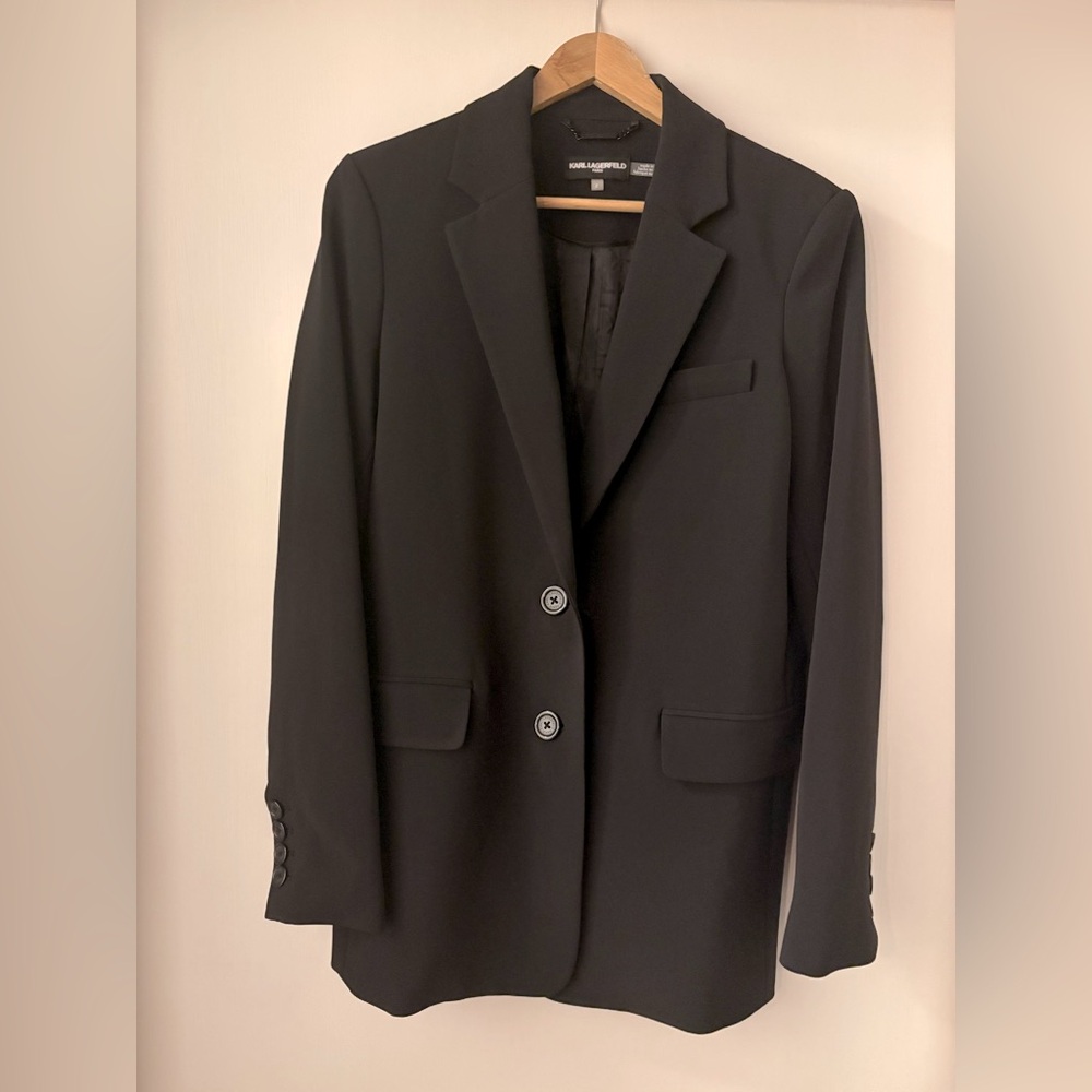 Karl Lagerfeld Black Single-Breasted Blazer